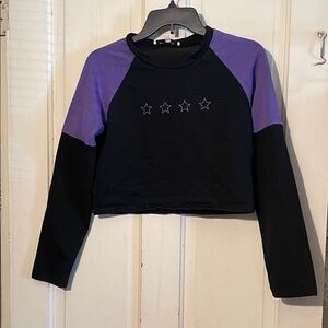 Black and Purple Long Sleeve Crop Top
